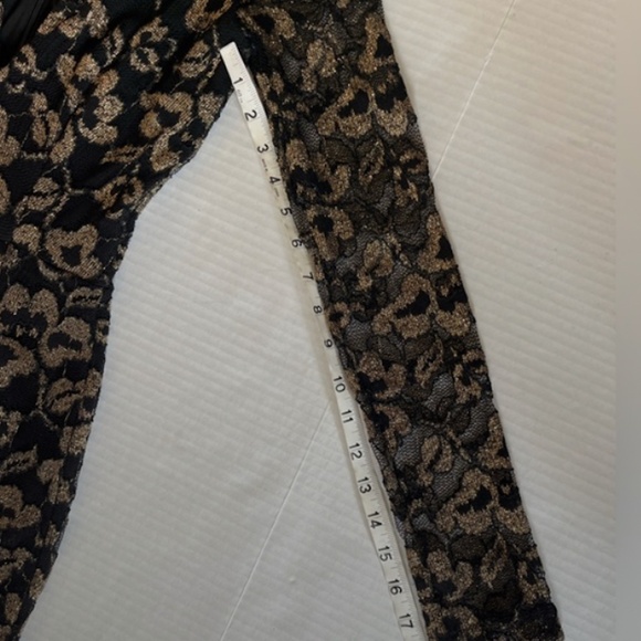 Dress The Population Erica black gold lace long sleeve mini dress plunge XS - Picture 9 of 9